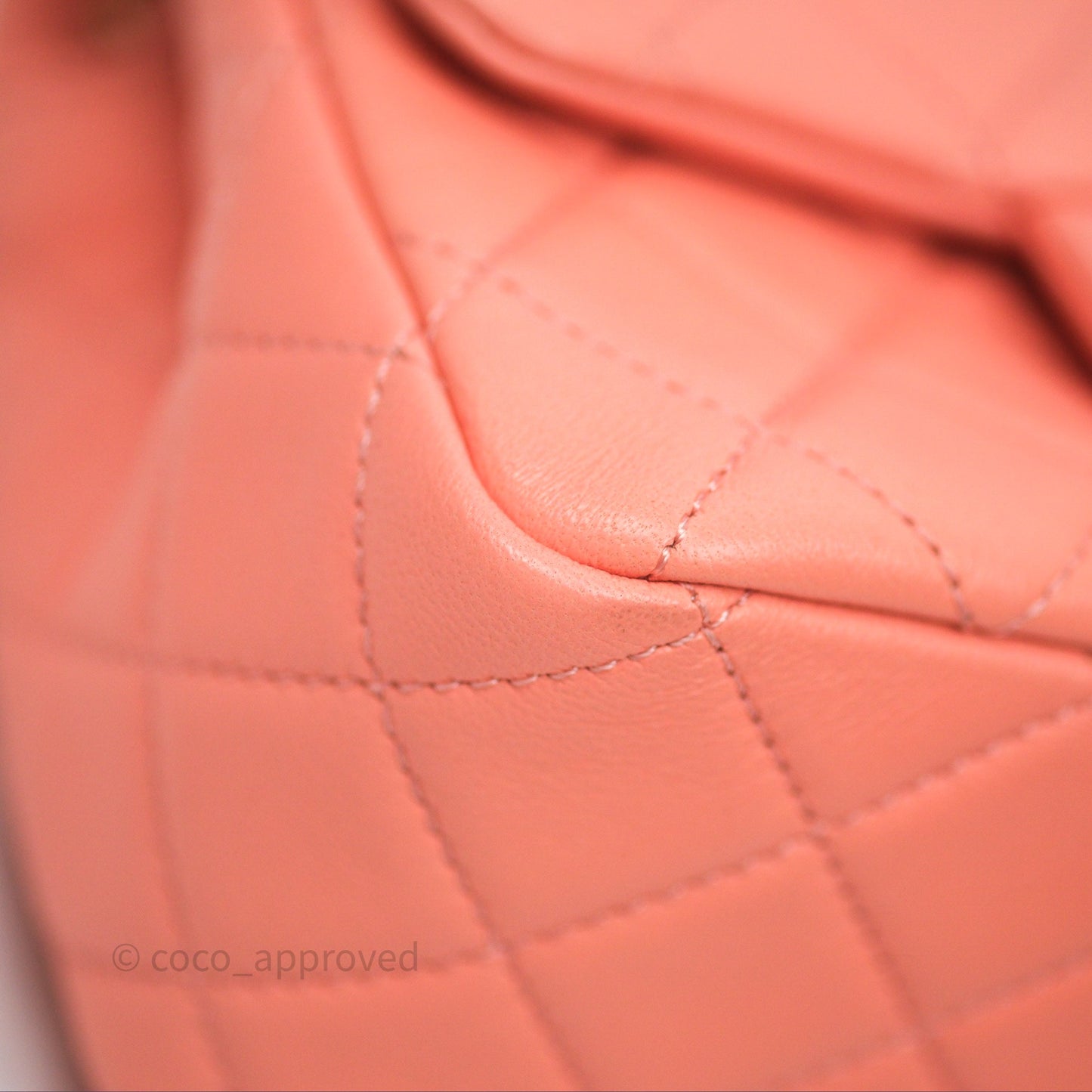 Chanel Pearl Crush Mini Square Quilted Peachy Pink Lambskin Aged Gold Hardware