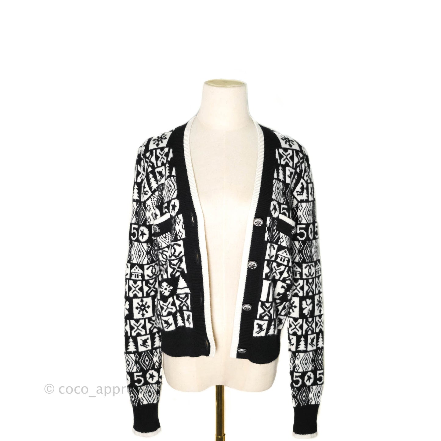 Chanel Black & White Cashmere Cardigan 19B