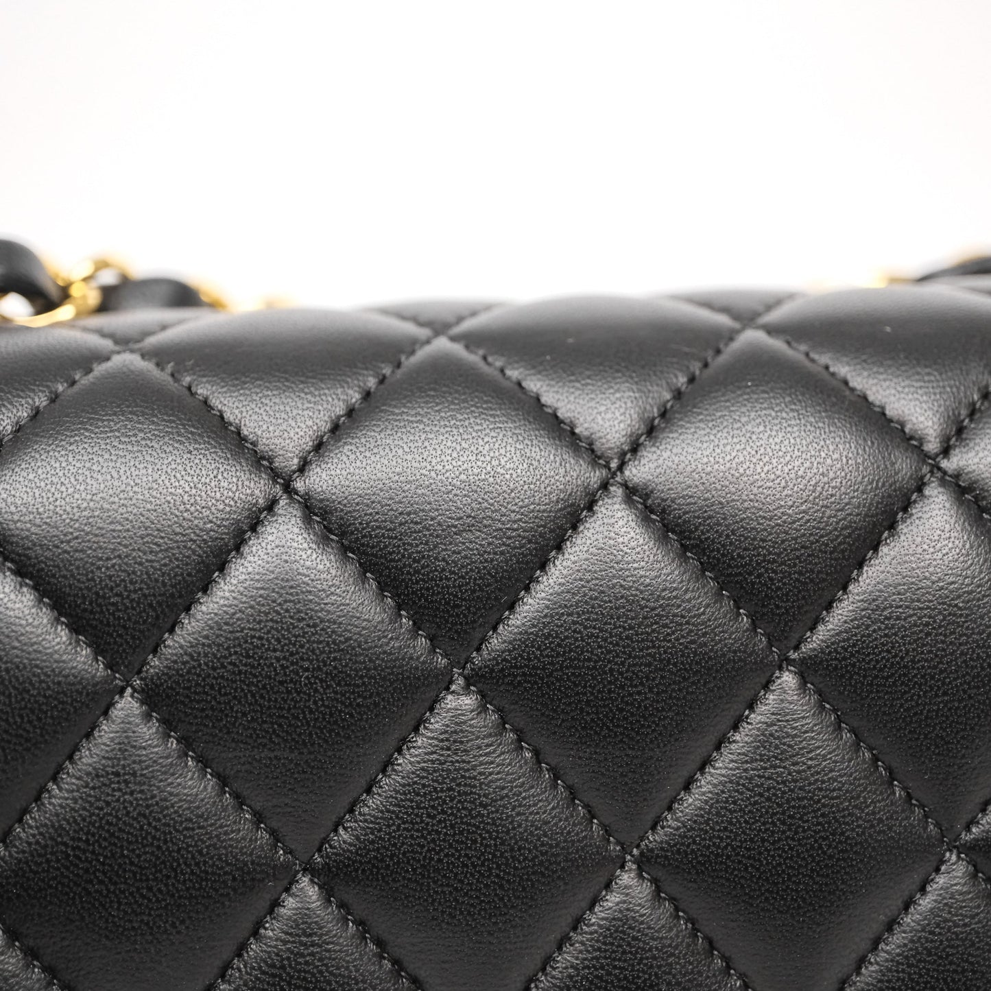 Chanel Classic M/L Medium Flap Quilted Black Lambskin Gold Hardware
