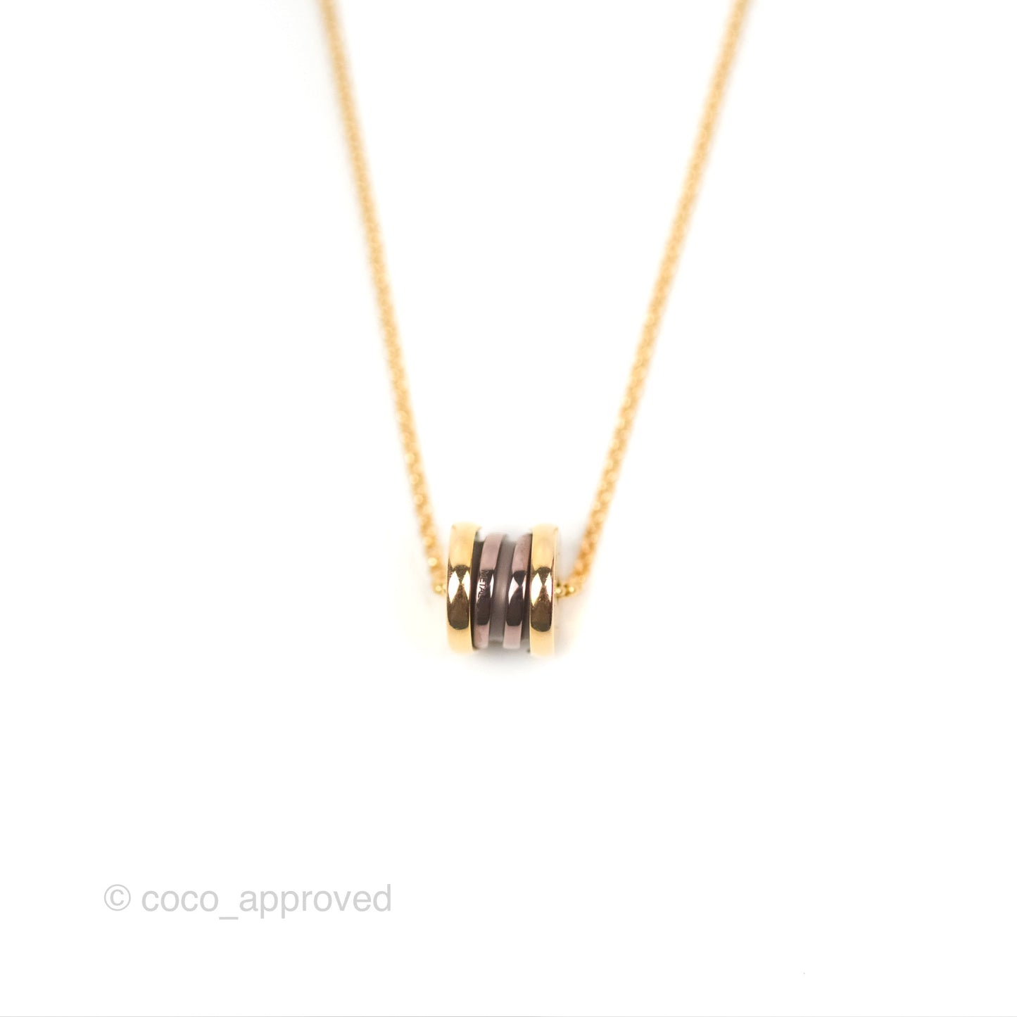 Bvlgari Zero1 Mini Necklace Black Ceramic 18K Pink Gold