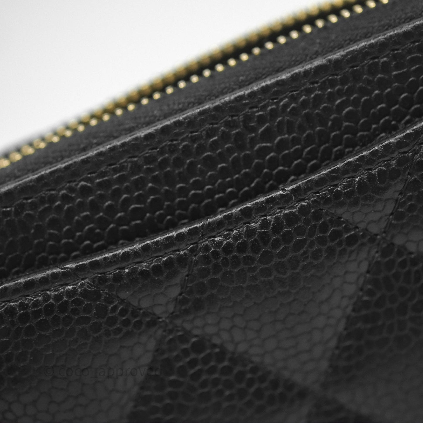 Chanel Quilted Zip Card Holder Black Caviar Gold Hardware