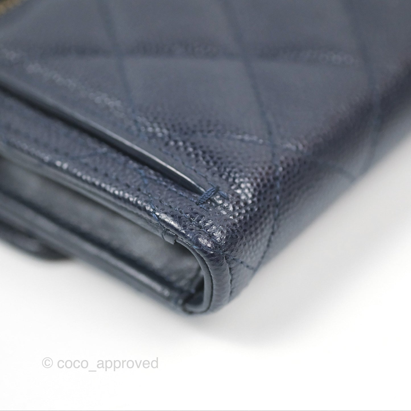Chanel Classic Short Flap Wallet Navy Caviar Gold Hardware