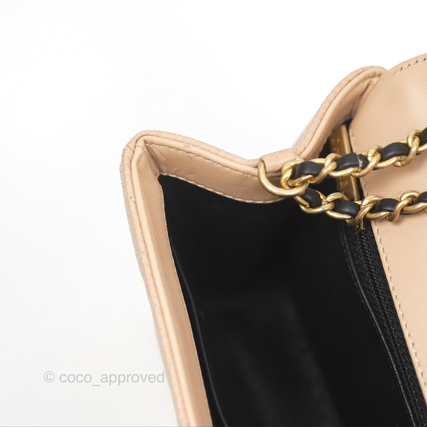 Chanel Quilted Small CC Filigree Flap Beige Black Caviar