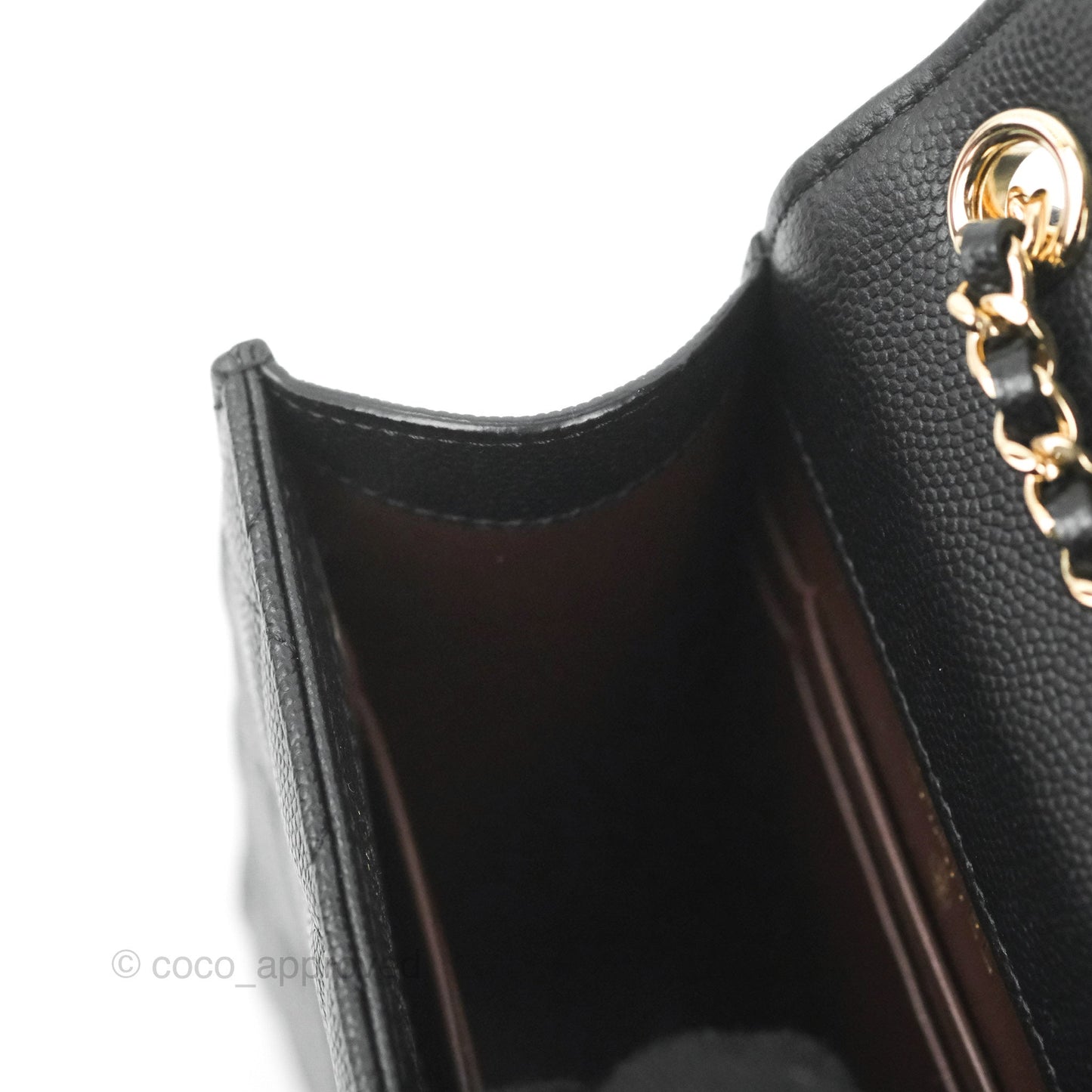 Chanel Classic Quilted Phone Holder Black Caviar Gold Hardware