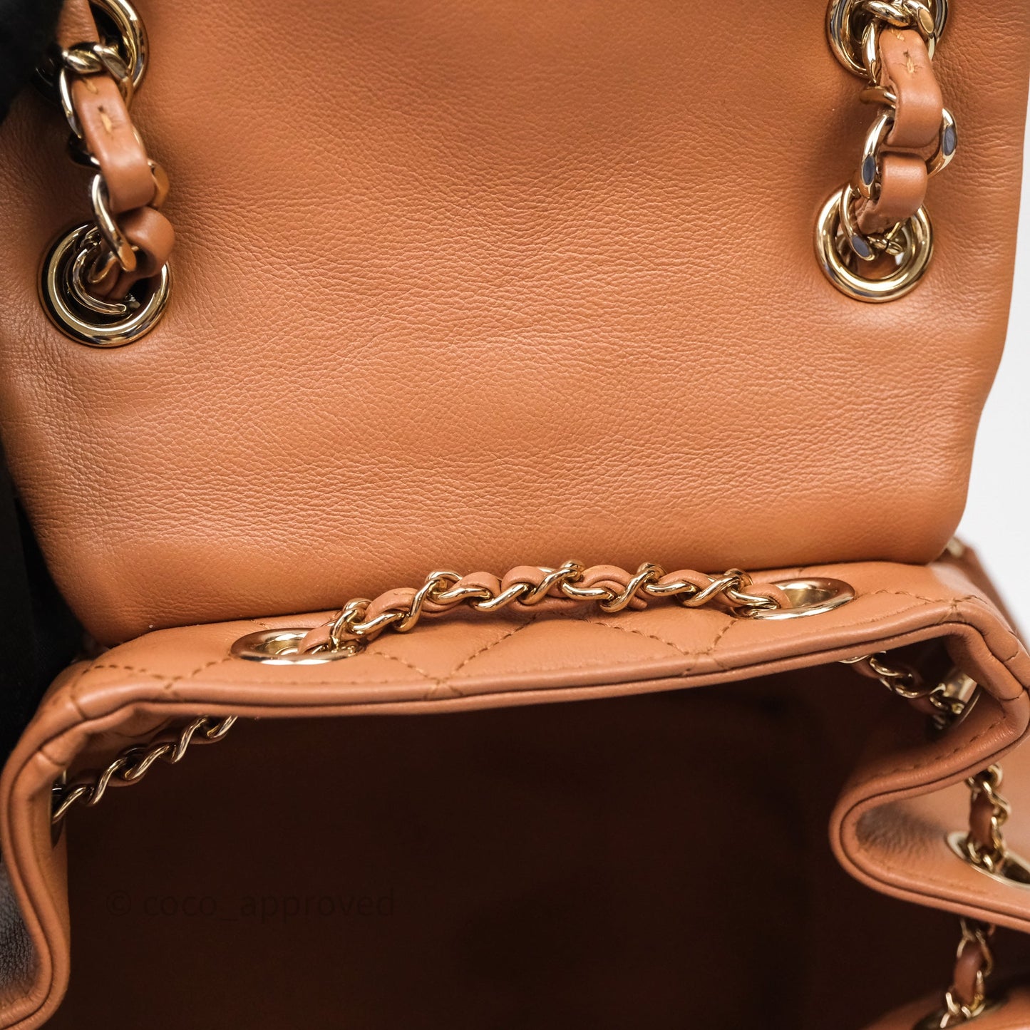 Chanel Small Duma Drawstring Backpack Camel Calfskin