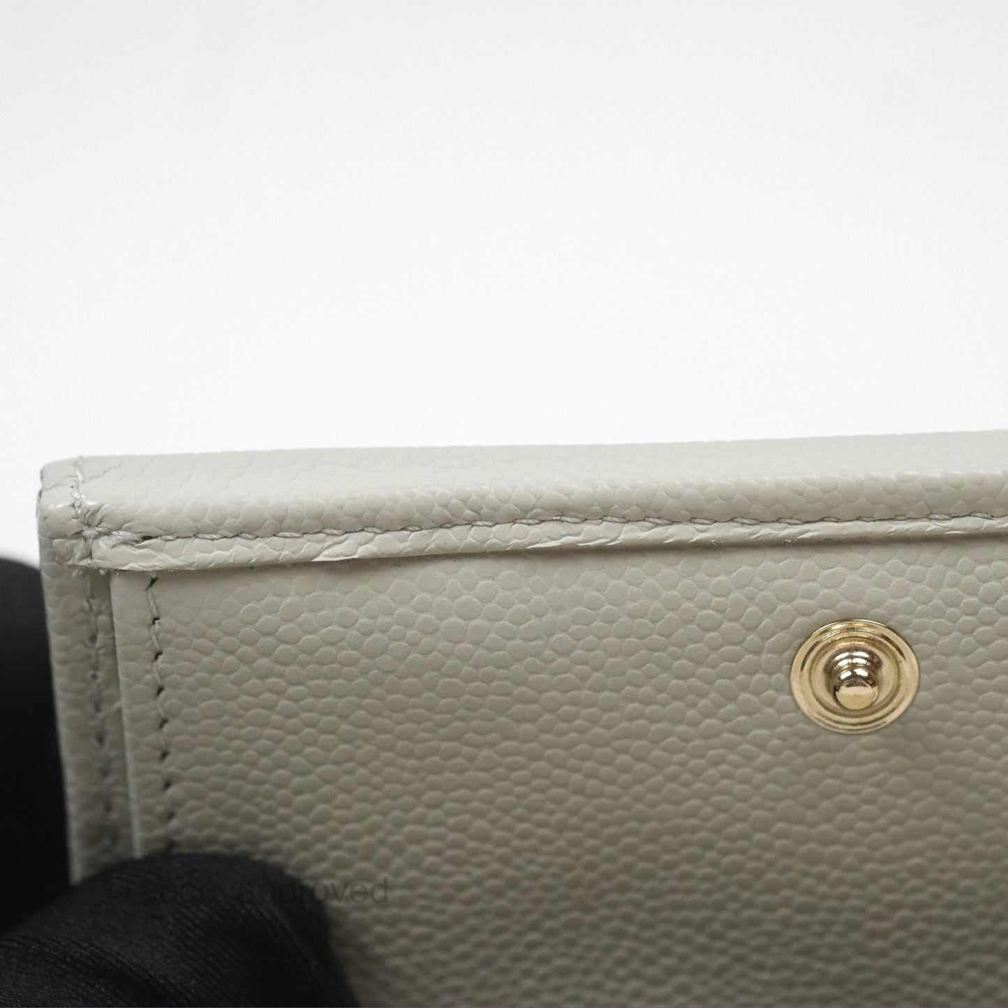 Chanel Quilted Classic Short Wallet Light Grey Caviar Gold Hardware