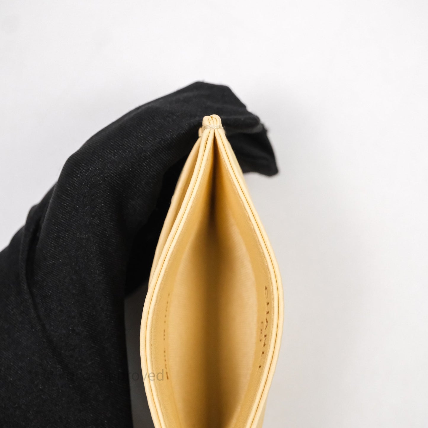 Chanel Classic Flat Card Holder Yellow Lambskin Gold Hardware