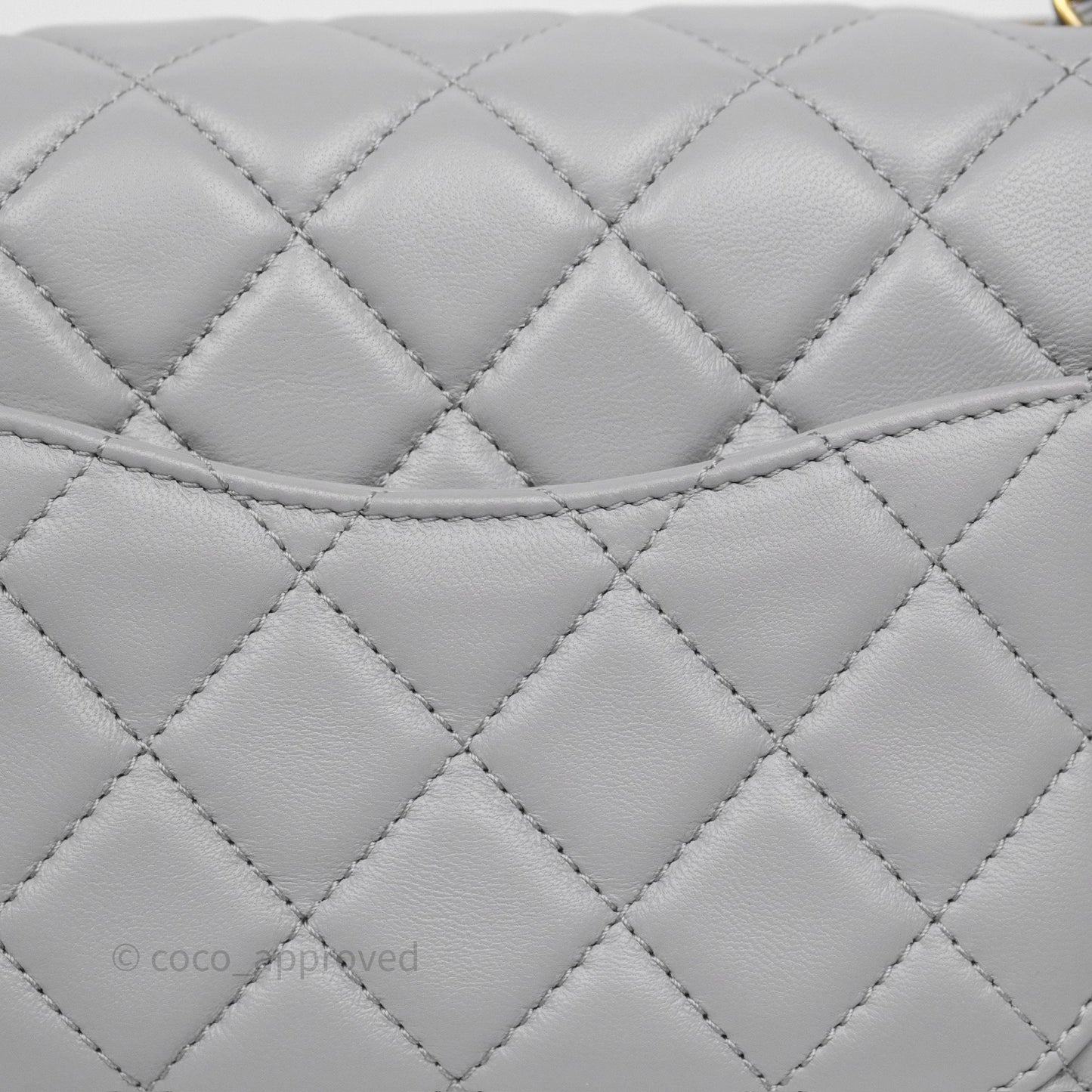 Chanel Pearl Crush Mini Square Quilted Grey Lambskin Aged Gold Hardware