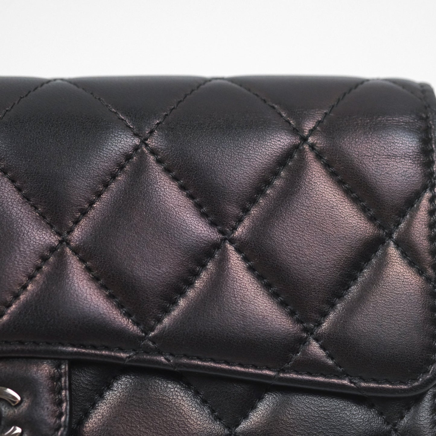 Chanel Quilted Classic Zip Long Wallet Black Lambskin Silver Hardware