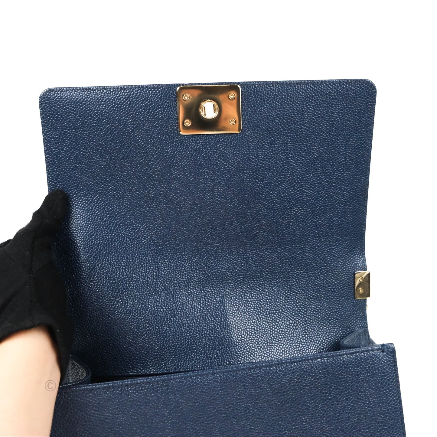 Chanel Quilted Medium Boy Navy Caviar Gold Hardware