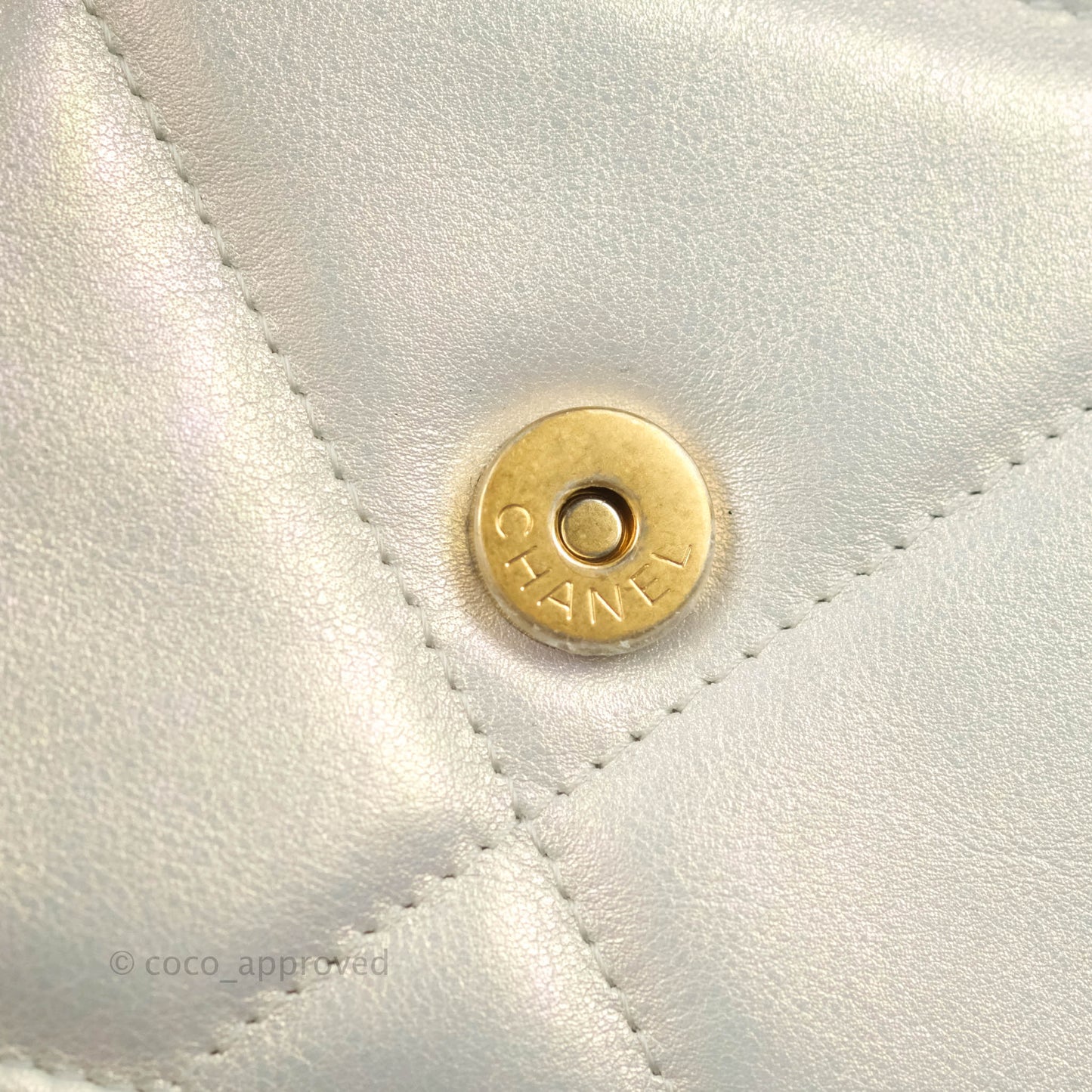 Chanel 19 Quilted Wallet on Chain WOC Iridescent White Mixed Hardware