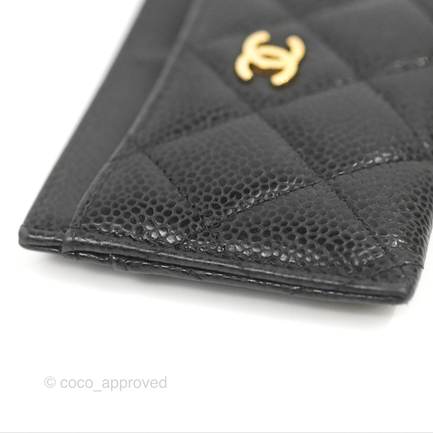 Chanel Classic Flat Card Holder Black Caviar Gold Hardware