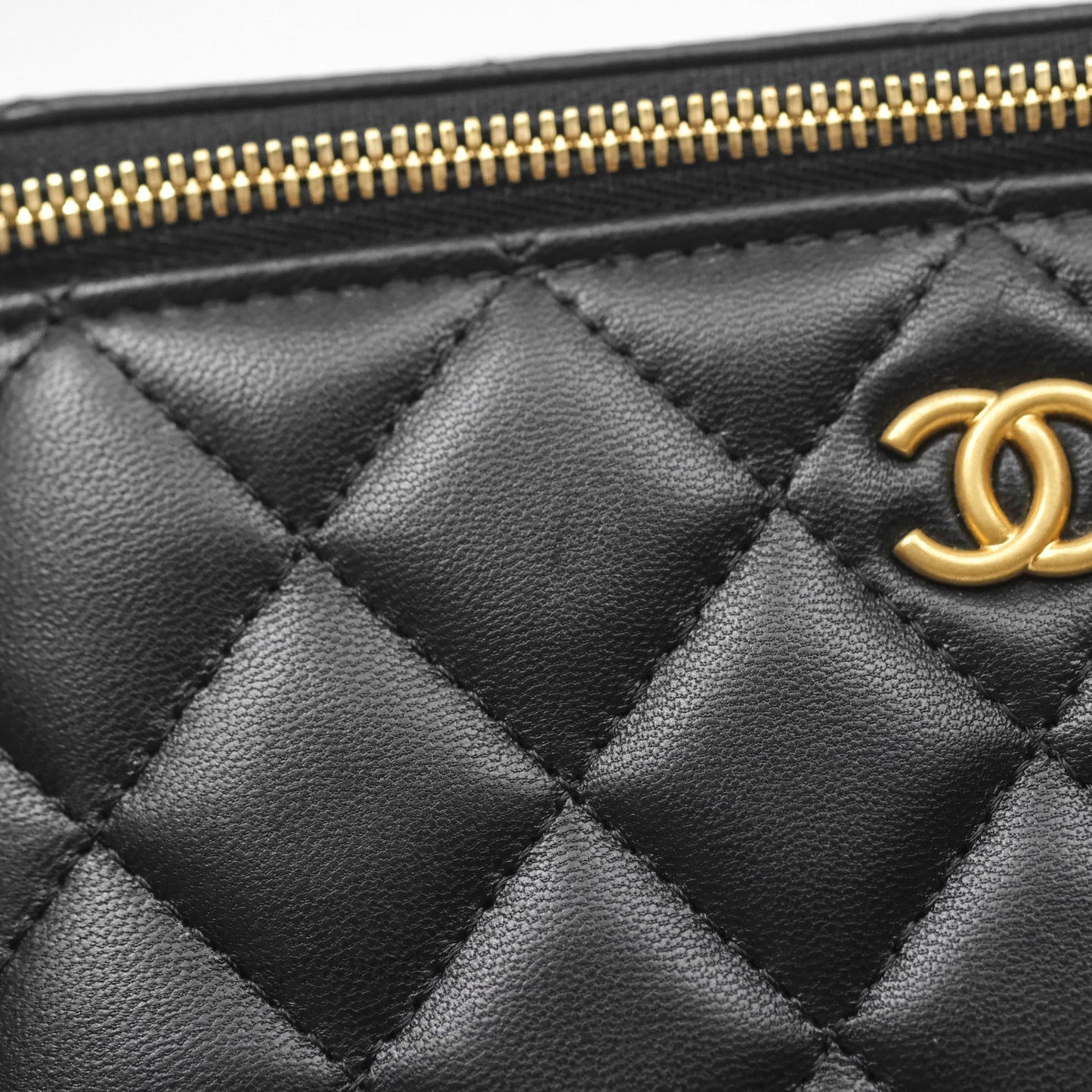 Chanel Vanity with COCO Heart Chain Black Lambskin Aged Gold Hardware