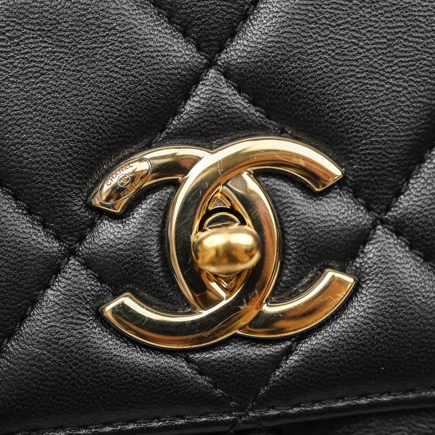 Chanel Small Trendy CC Black Lambskin Gold Hardware