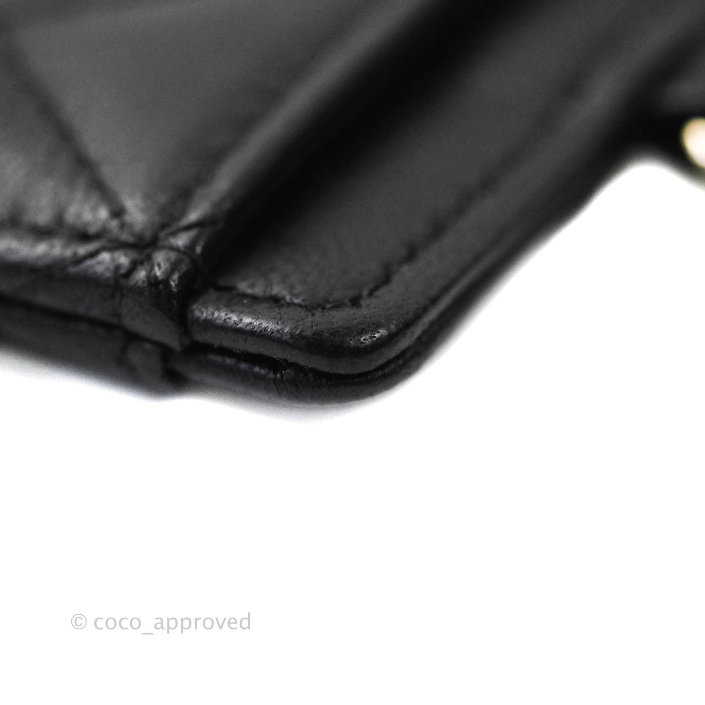 Chanel Quilted Chain Infinity Card Holder Black Lambskin Gold Hardware