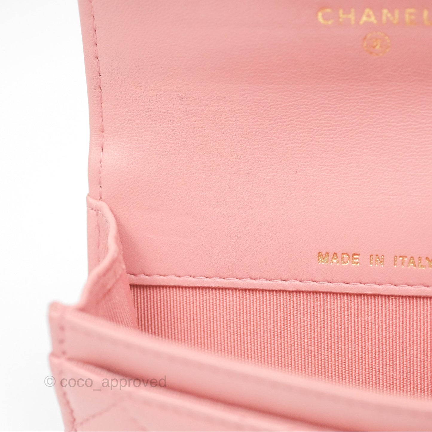 Chanel Classic Flap Card Holder Quilted Pink Lambskin Gold Hardware
