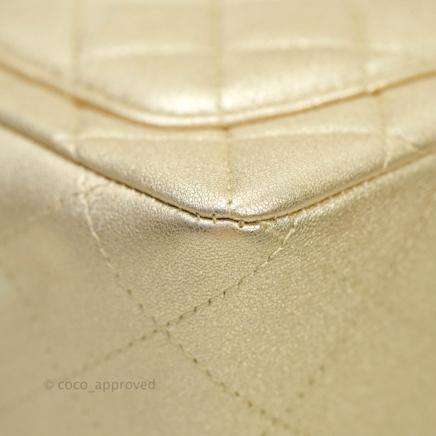 Chanel Classic Quilted Mini Square Flap Iridescent Gold Gold Hardware 21P