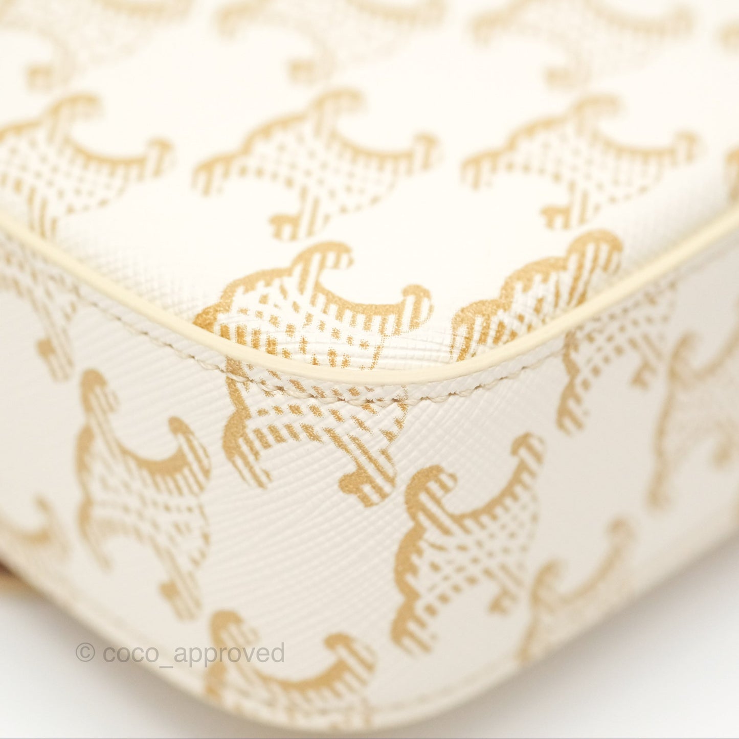 Celine Triomphe Shoulder Bag White Calfskin Triomphe Canvas