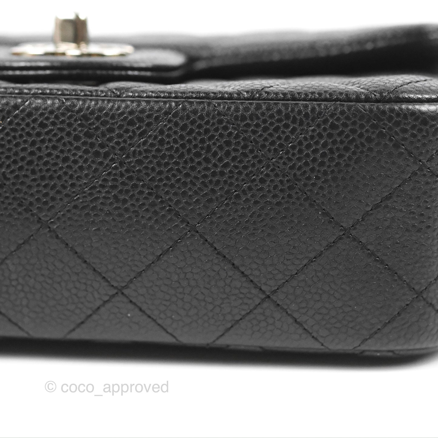 Chanel Quilted Mini Rectangular Flap Black Caviar Silver Hardware