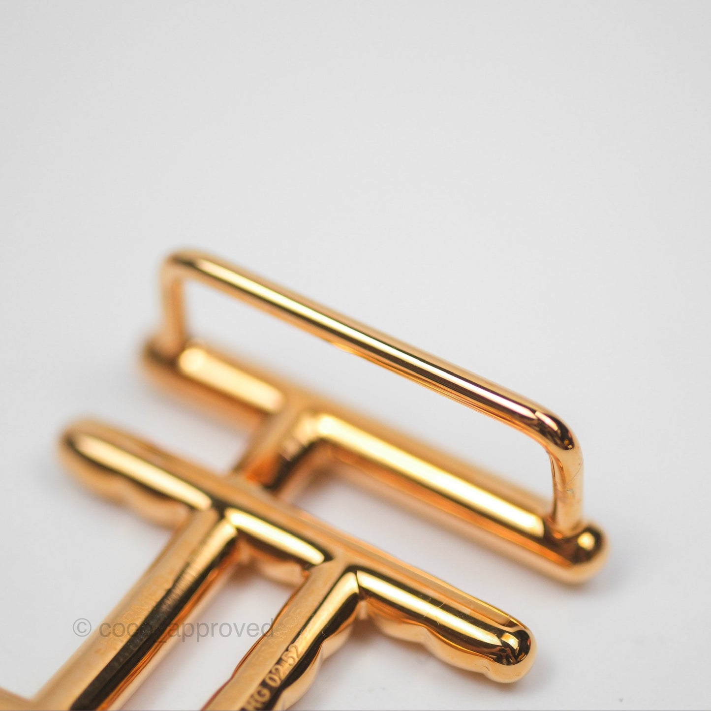 Hermès H au Carre Twist Belt Buckle & Reversible Rose Gold Hardware 24 mm