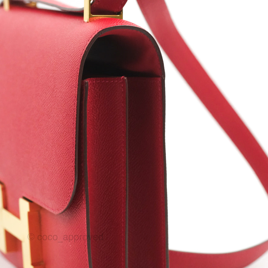 Hermès Constance 24 Rouge Casaque Epsom Gold Hardware