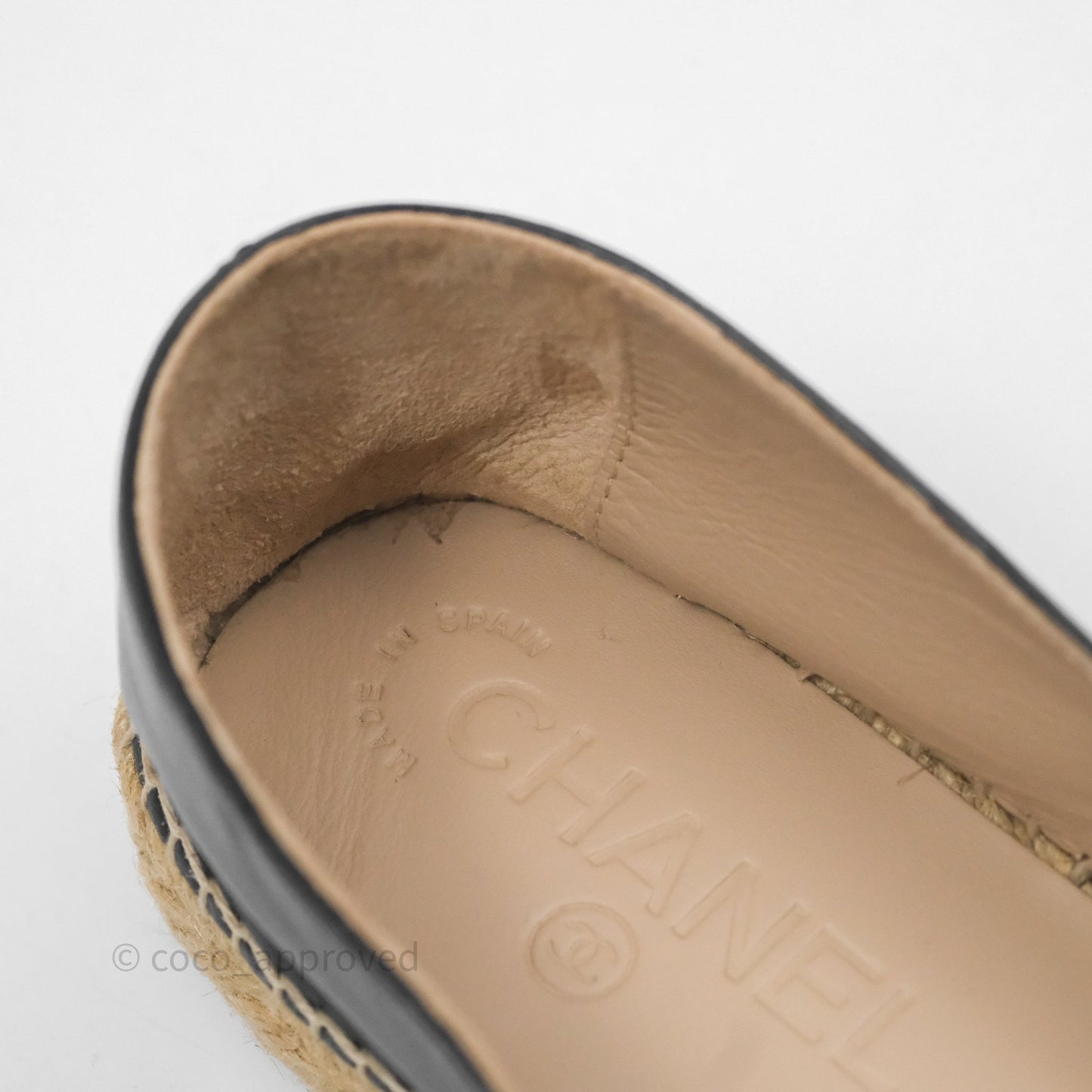 Chanel Espadrille Black Leather Size 38