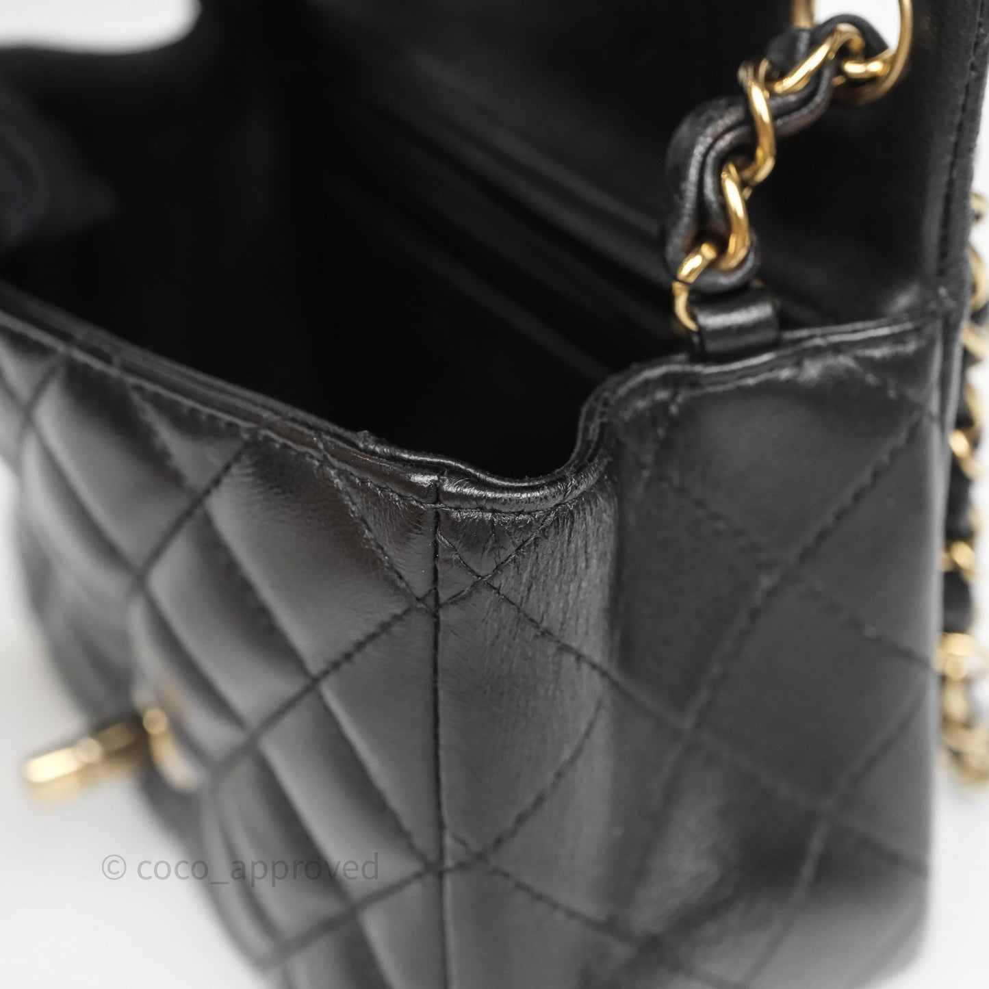 Chanel Mini Square Quilted Black Lambskin Gold Hardware