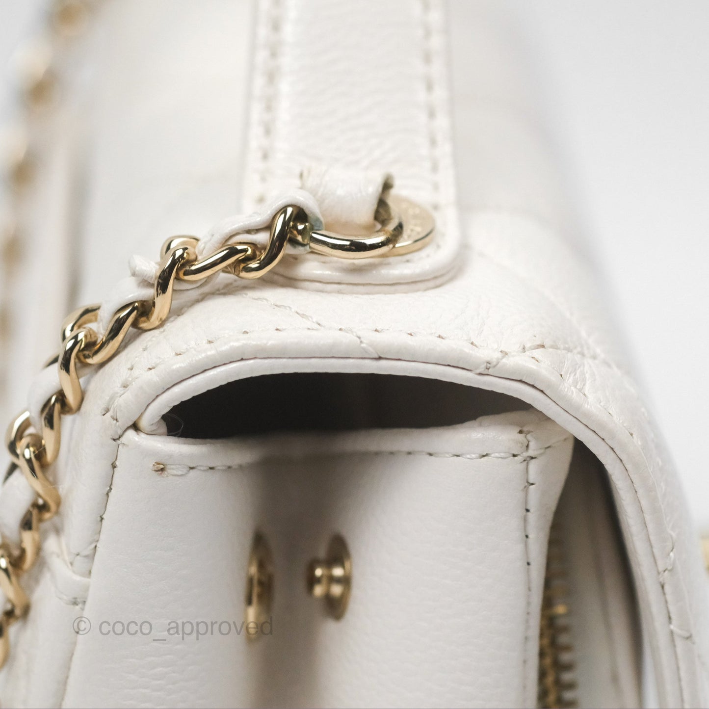 Chanel Quilted Small Business Affinity Flap White Caviar Gold Hardware
