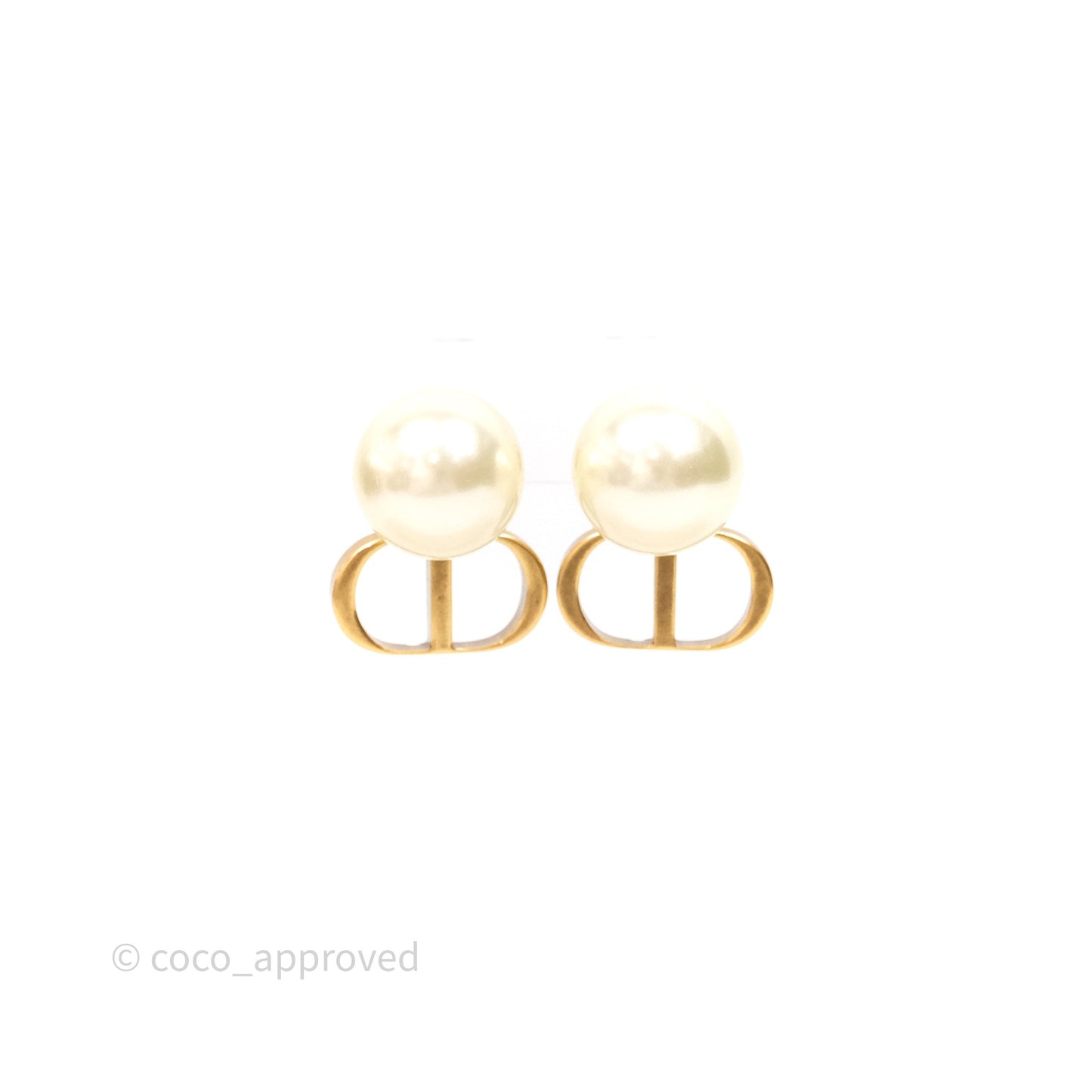 Christian Dior Tribales Pearl CD Earrings Gold Tone