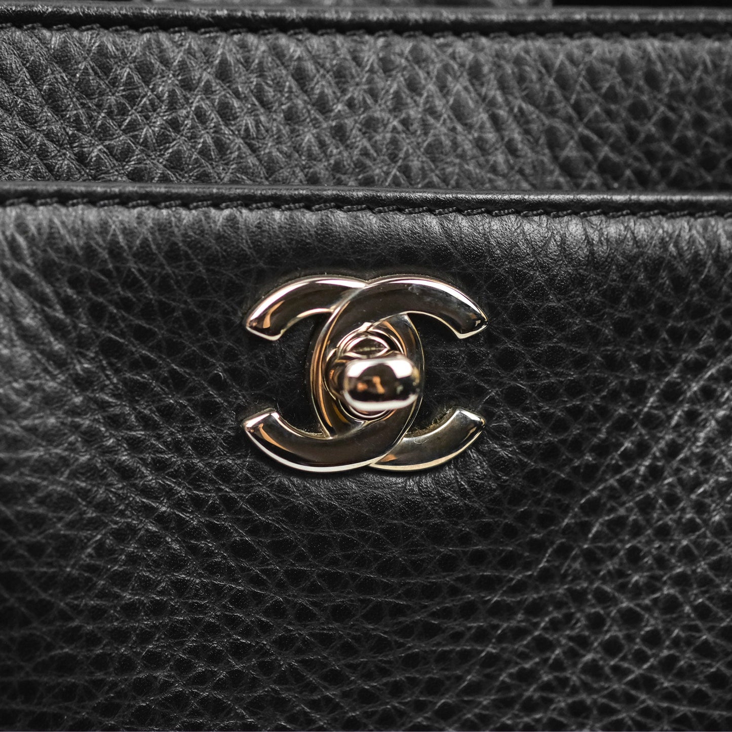 Chanel Executive Tote Bag Black Grained Calfskin Silver Hardware