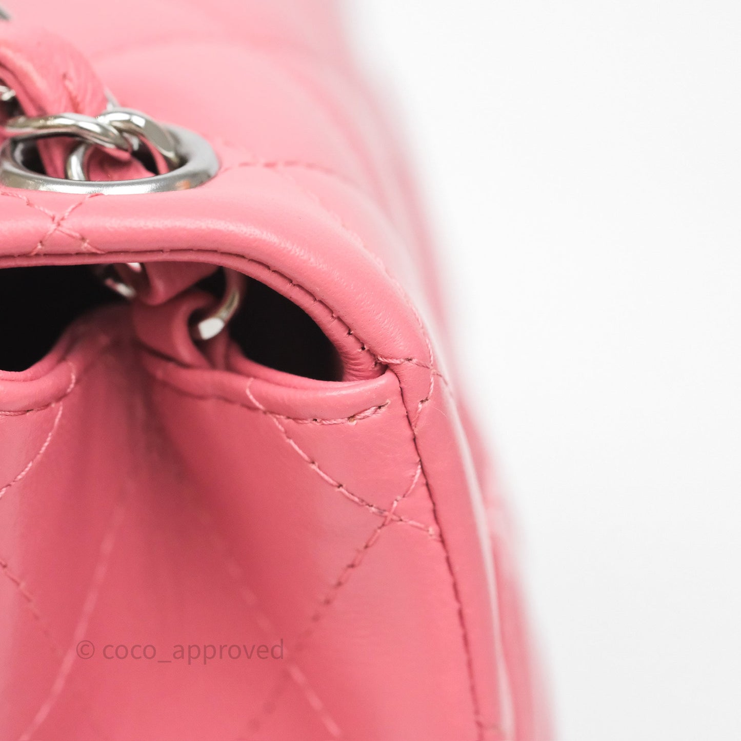 Chanel Mini Square Flap Quilted Pink Lambskin Silver Hardware
