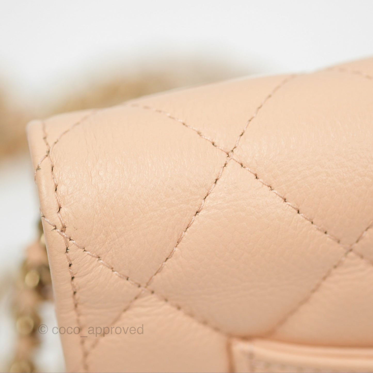 Chanel Quilted Bow Wallet On Chain WOC Light Beige Caviar Gold Hardware