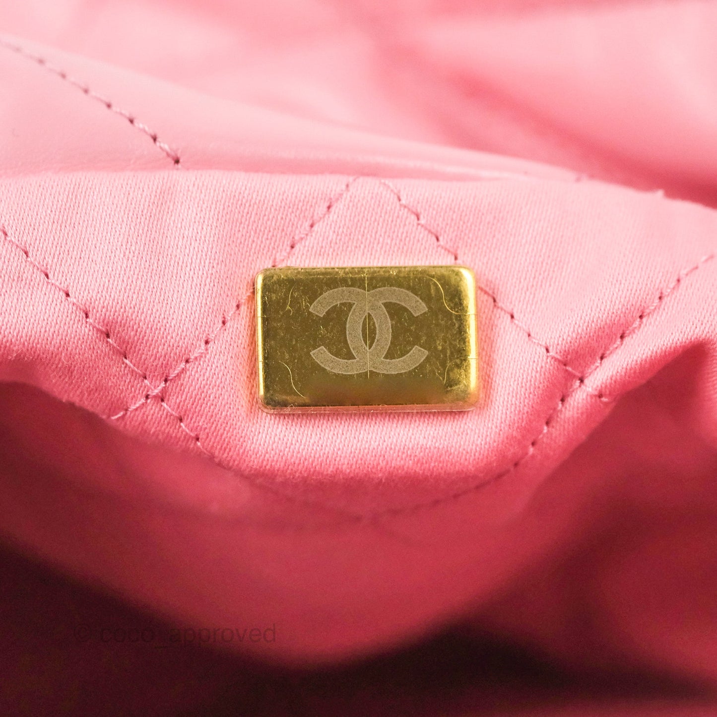Chanel 22 Small  Light Pink Shiny Calfskin Aged Gold Hardware