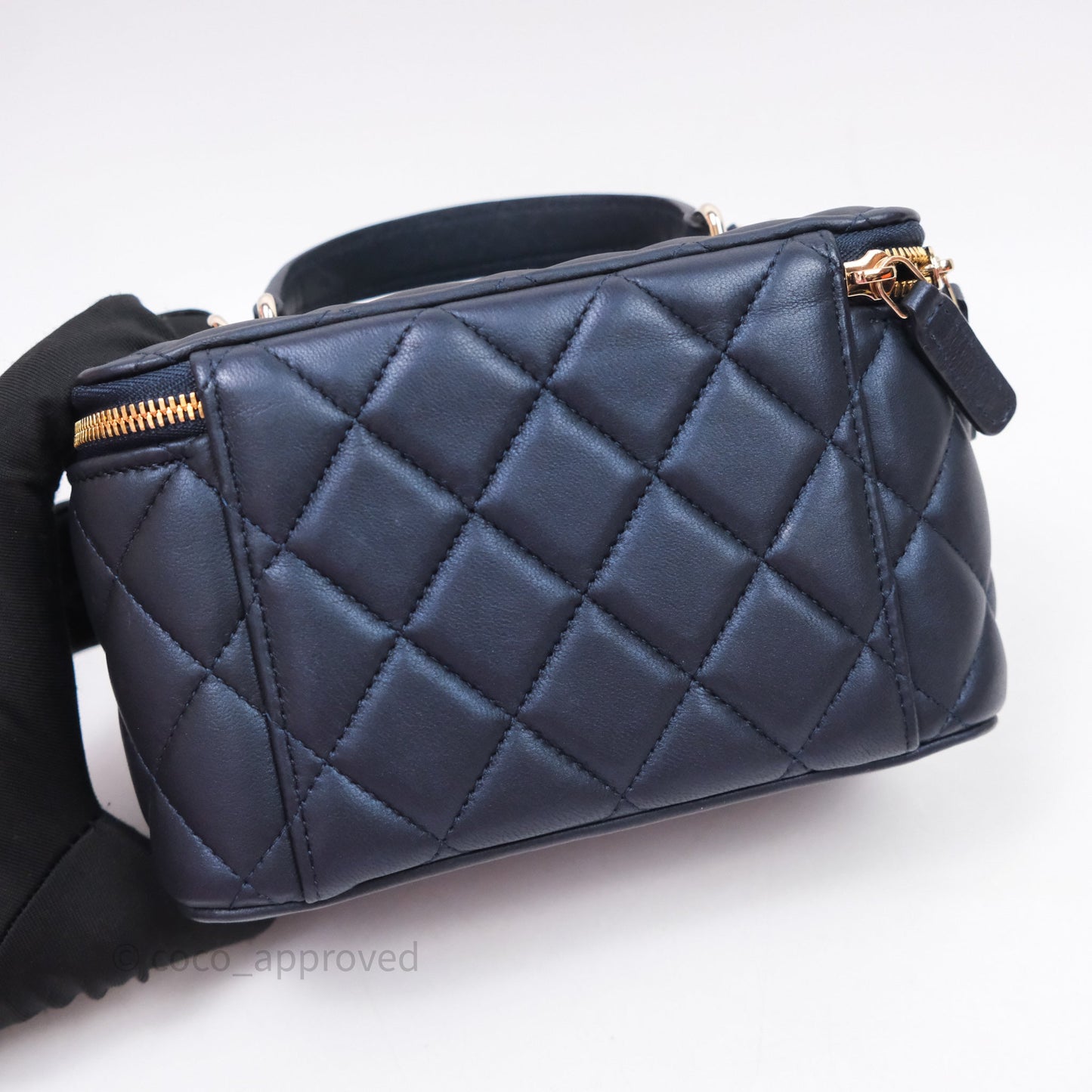 Chanel Top Handle Vanity Irdescent Navy Lambskin Gold Hardware