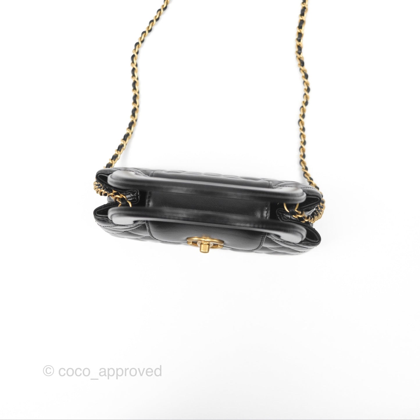 Chanel Kelly Bag Quilted Black Shiny Calfskin Aged Gold Hardware