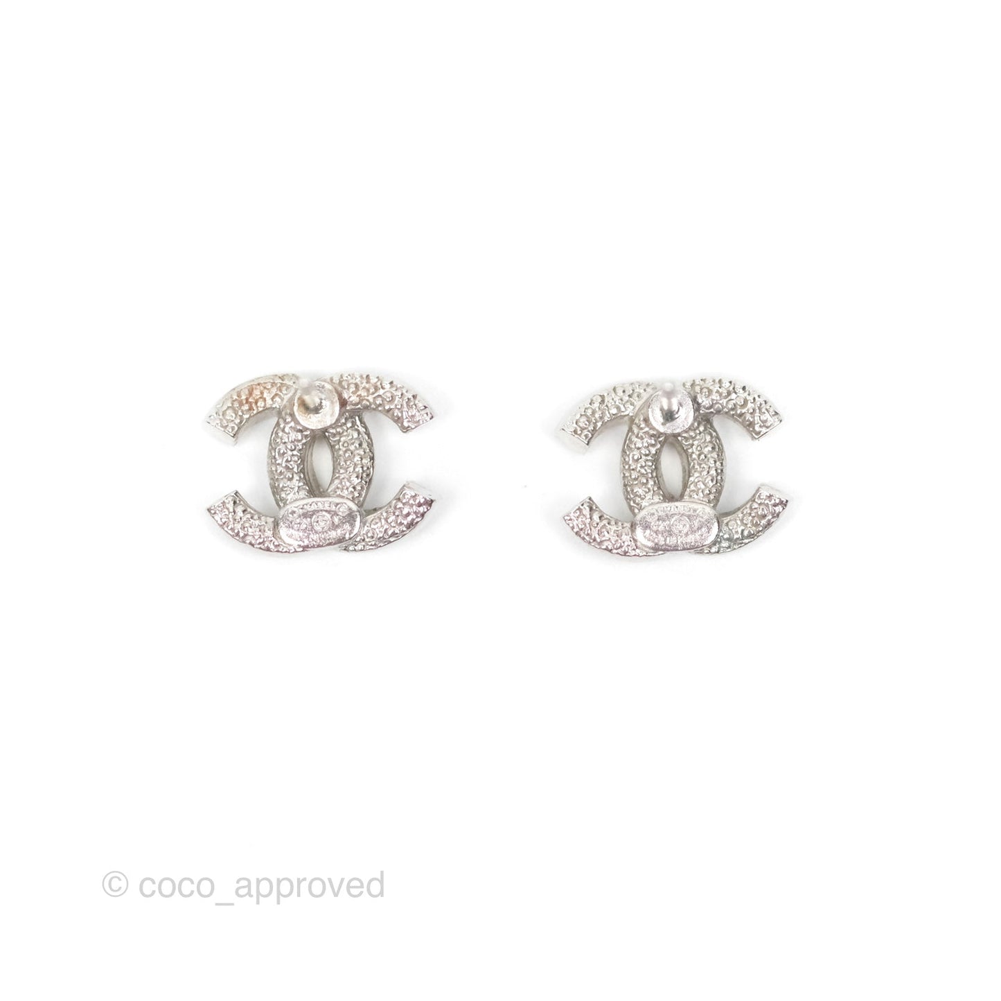 Chanel CC Crystal Earrings Silver Tone 21V