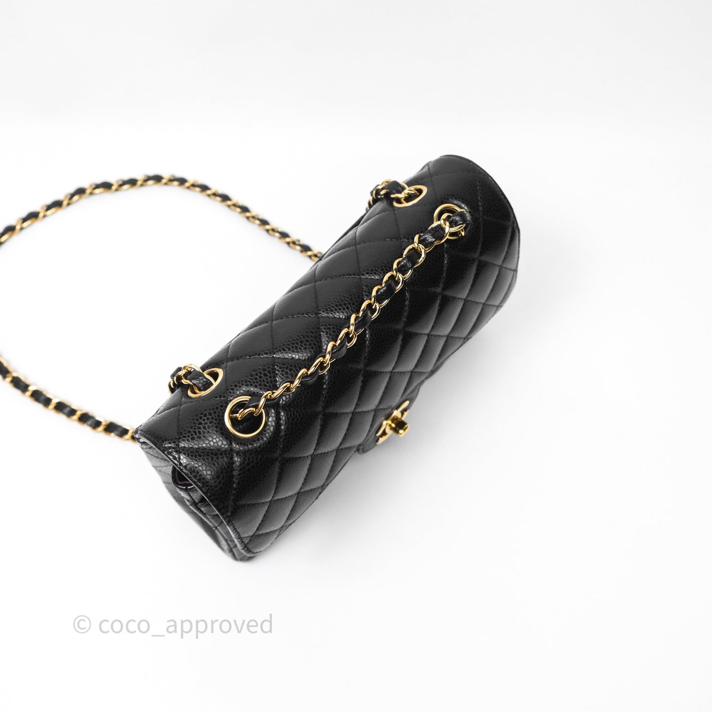 Chanel Small Classic Quilted Flap Black Caviar Gold Hardware