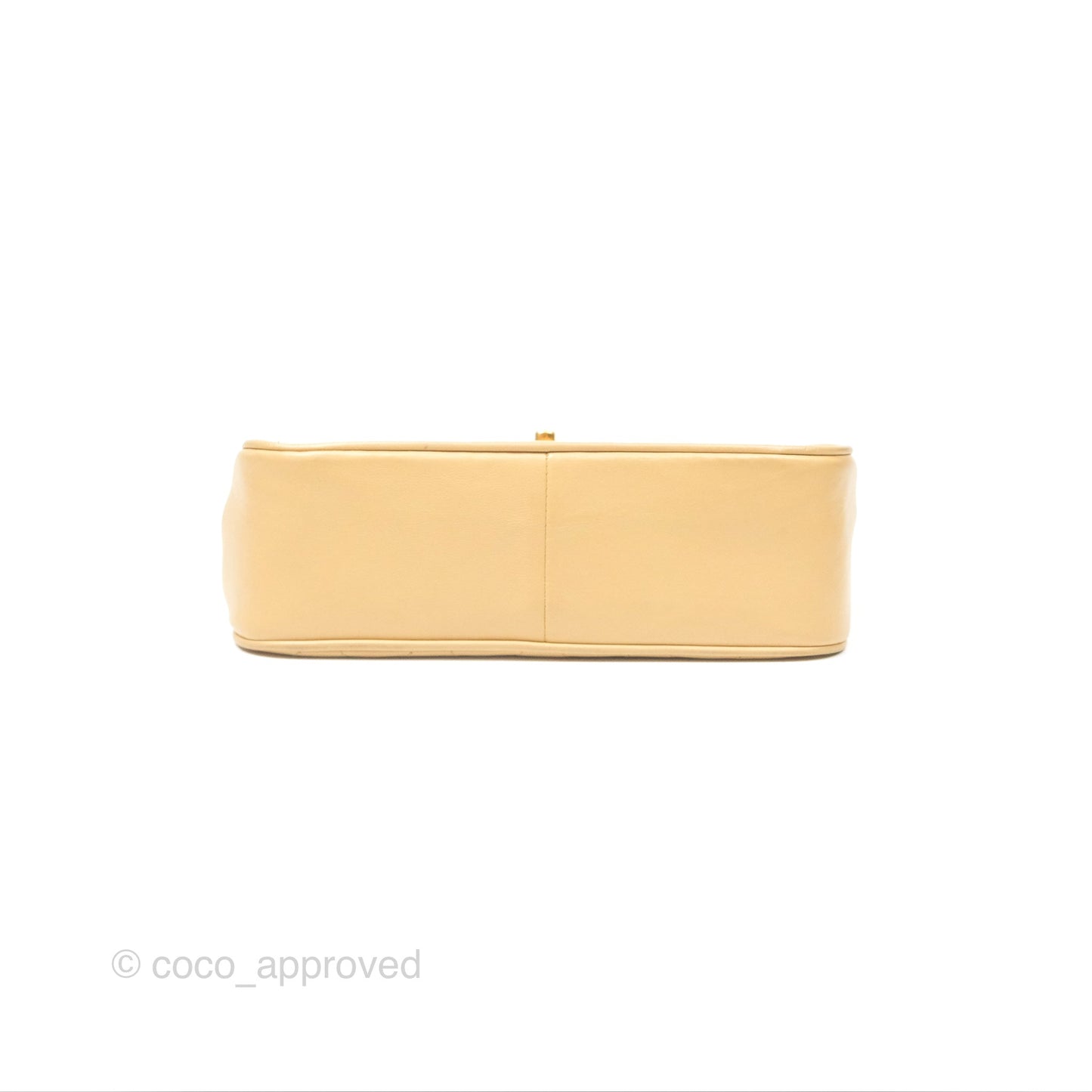 Chanel Vintage Round Flap Bag Quilted Beige Lambskin Gold Hardware
