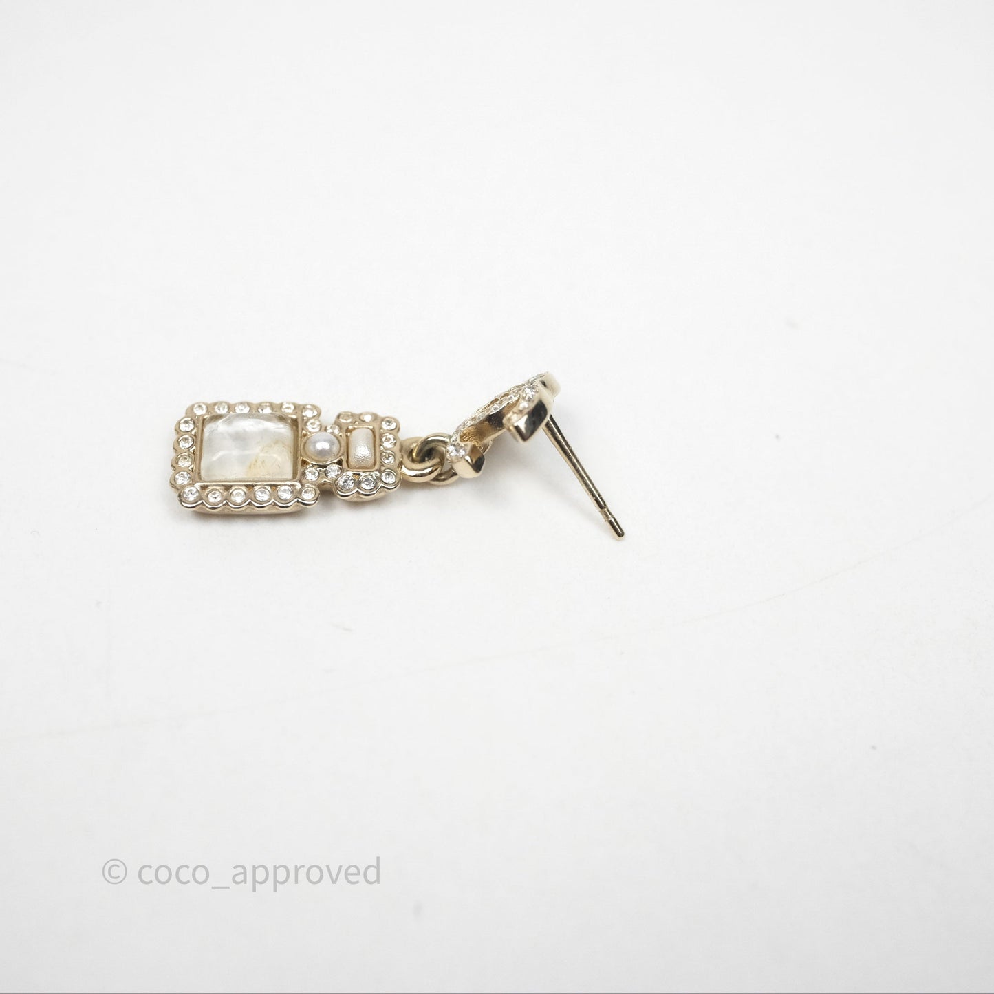 Chanel CC Crystal Perfume Bottle Earrings Gold Tone 21K