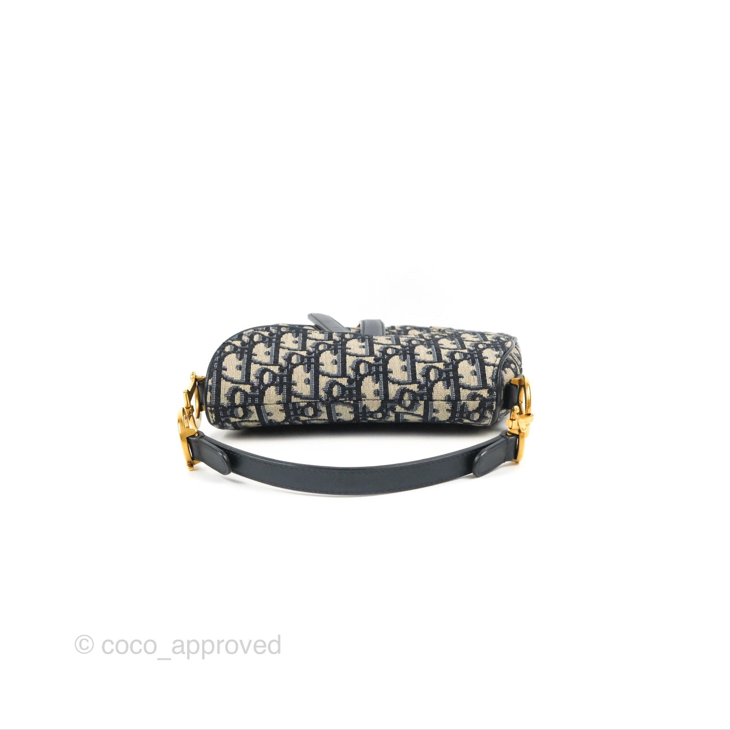Christian Dior Mini Saddle Bag Blue Oblique Jacquard Gold Hardware