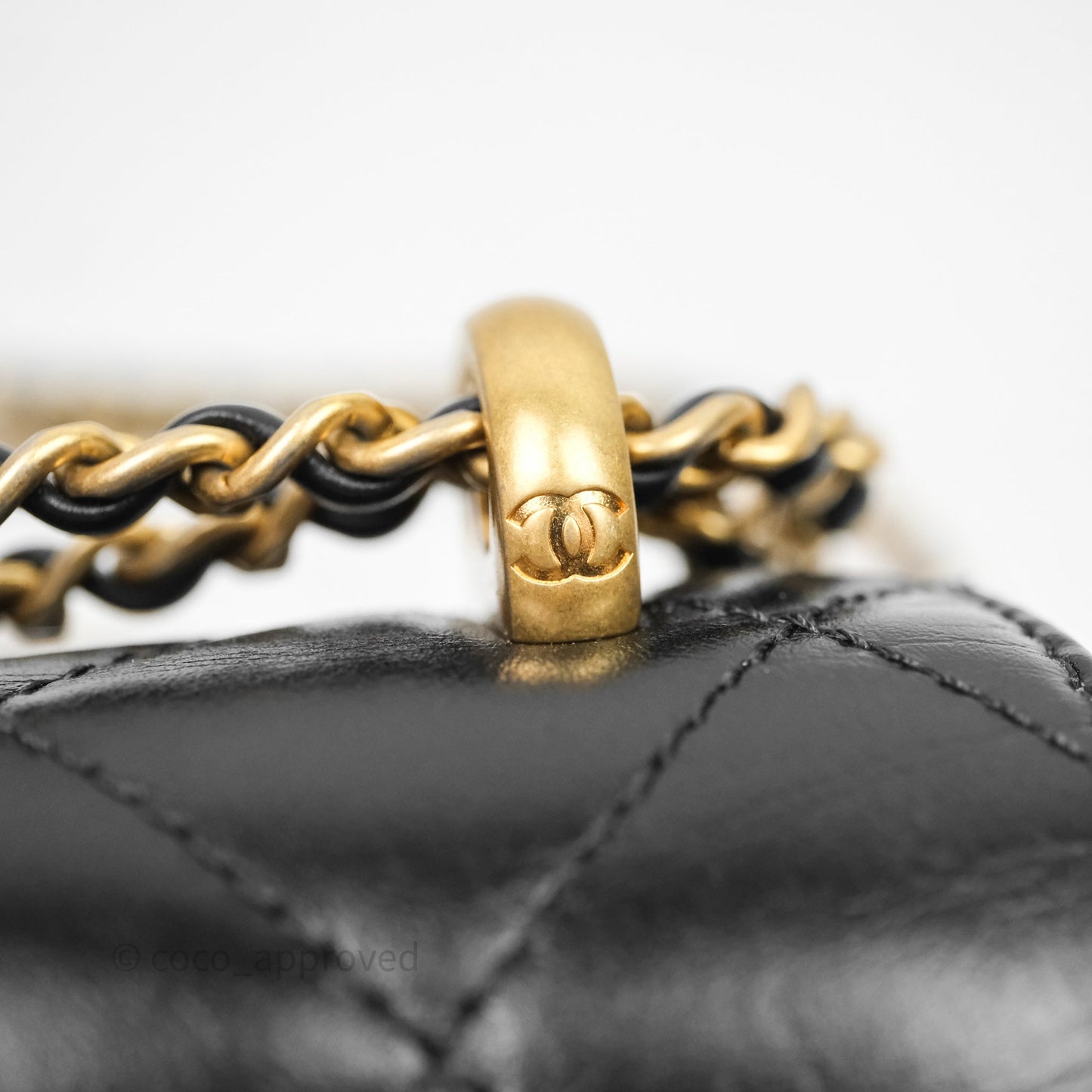 Chanel Mini Perfect Fit Adjustable Chain Black Calfskin Aged Gold Hardware
