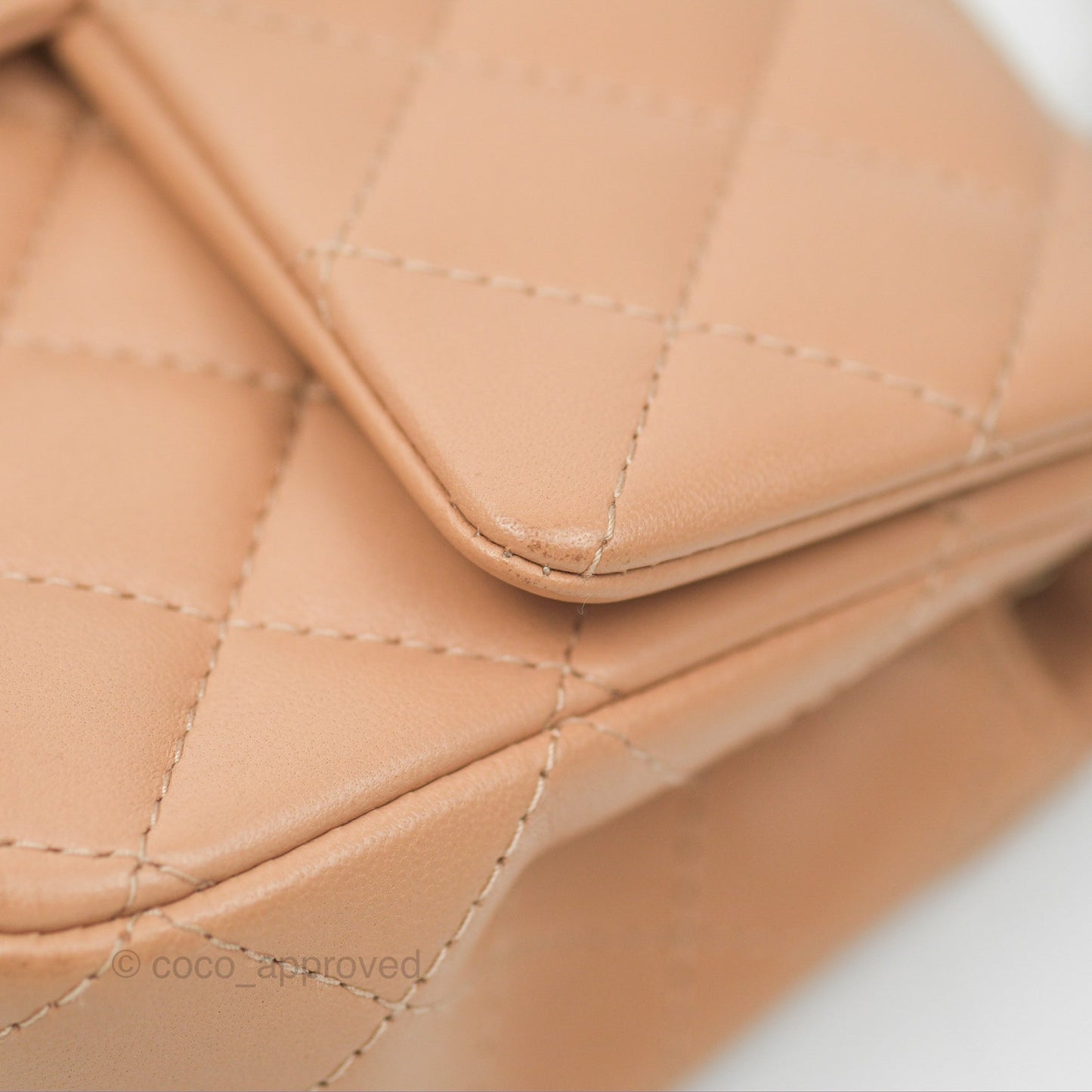 Chanel Quilted Mini Rectangular Beige Lambskin Gold Hardware