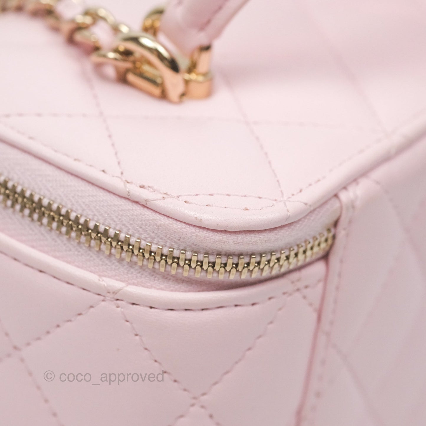 Chanel Vanity Rectangular Top Handle Light Pink Lambskin Gold Hardware