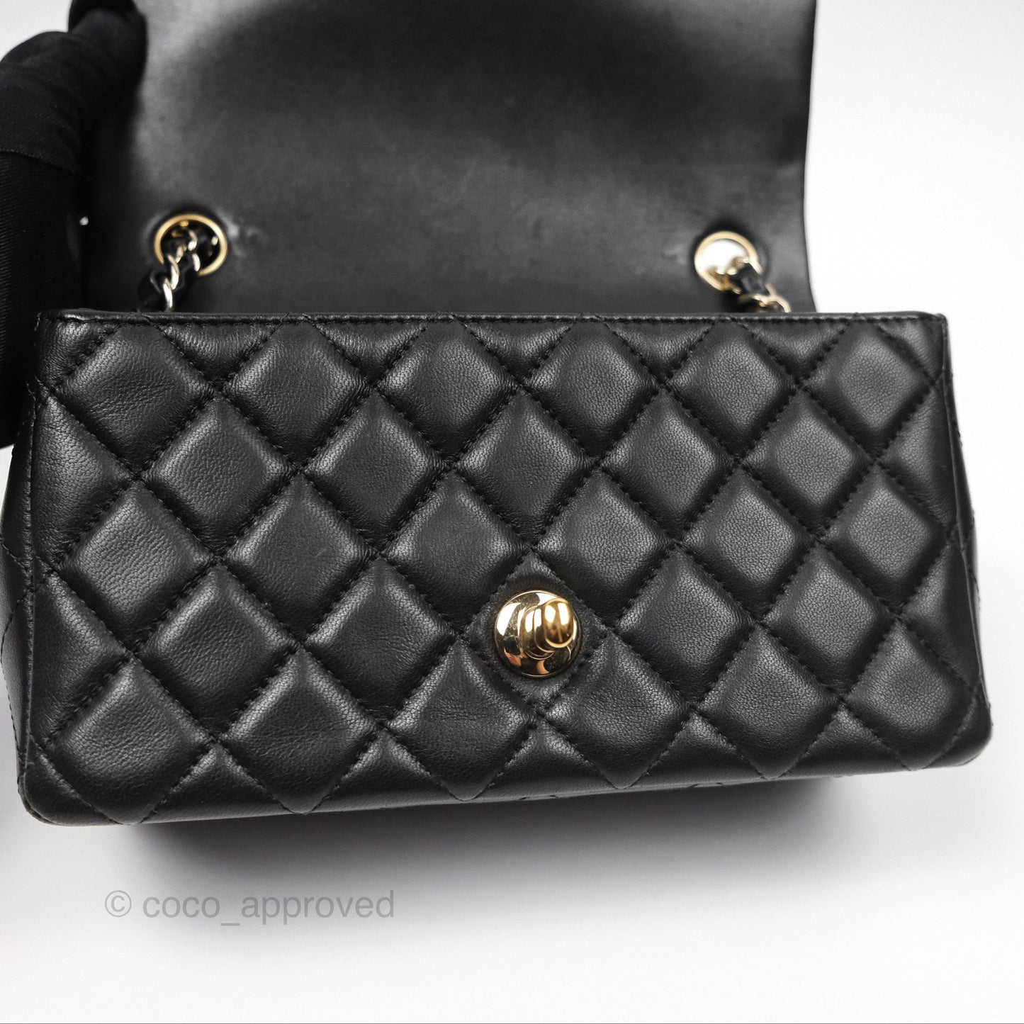 Chanel Quilted Mini Rectangular Flap Black Lambskin Gold Hardware
