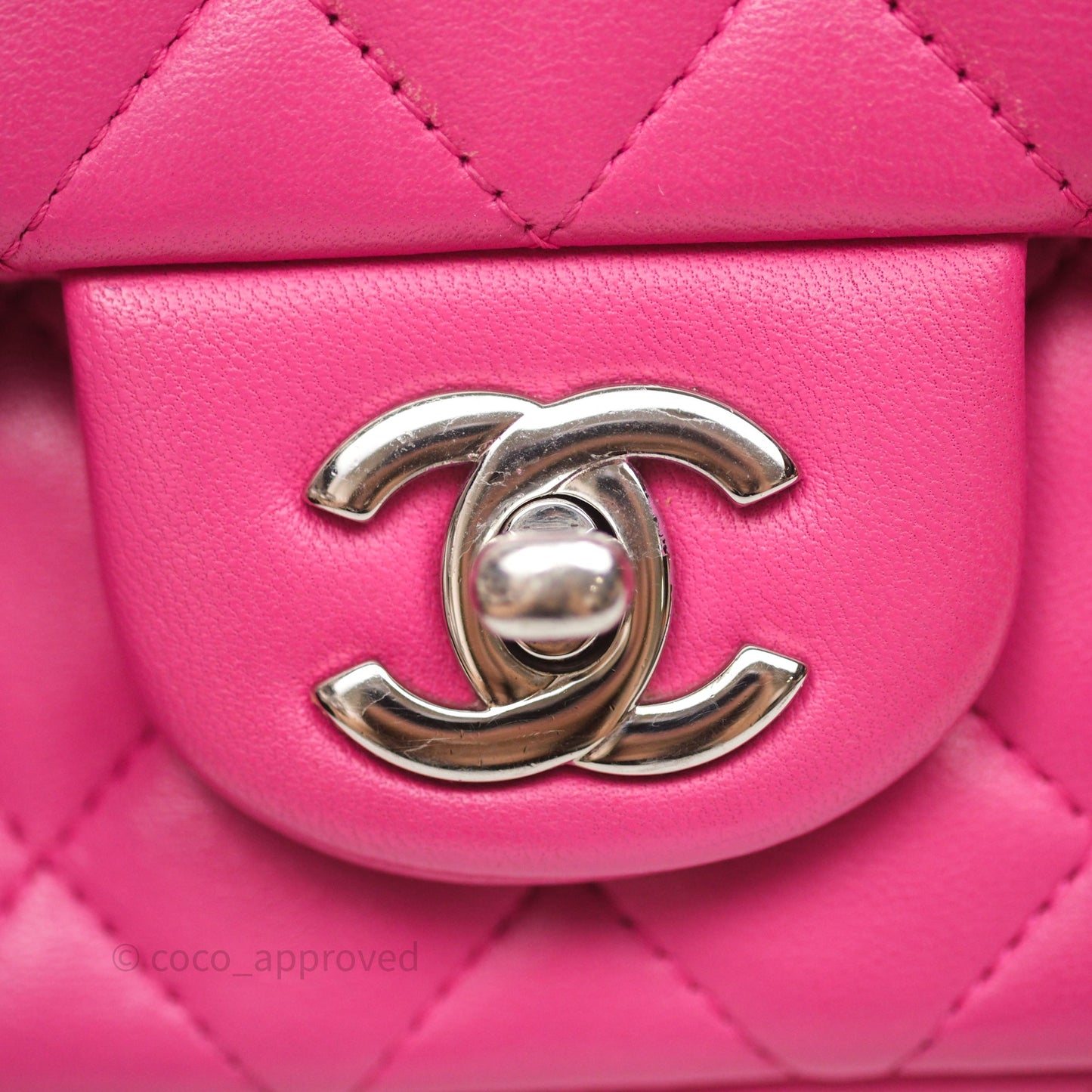 Chanel Mini Rectangular Quilted Dark Pink Lambskin Silver Hardware