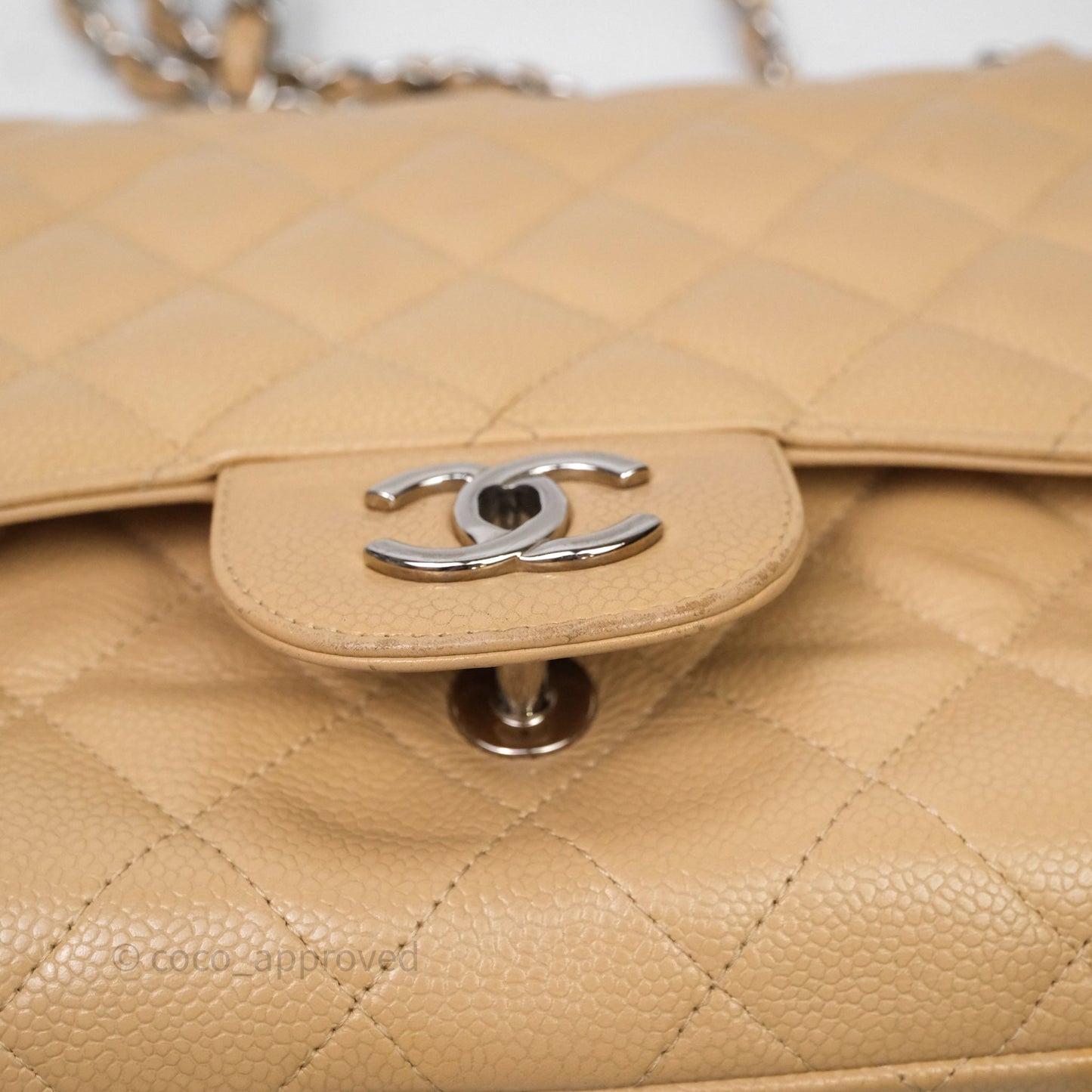 Chanel Jumbo Double Flap Beige Caviar Silver Hardware⁣⁣
