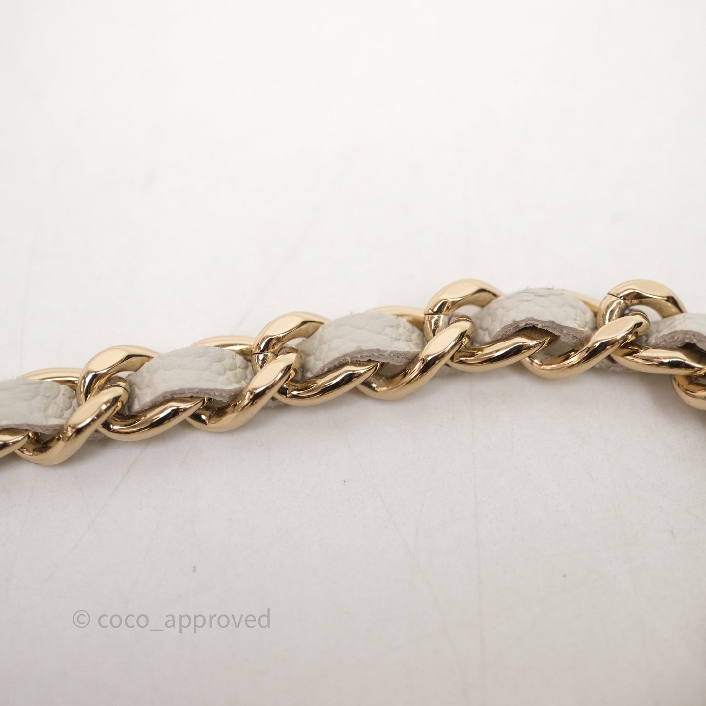 Chanel Quilted Wallet on Chain WOC Light Grey Caviar Gold Hardware 24S