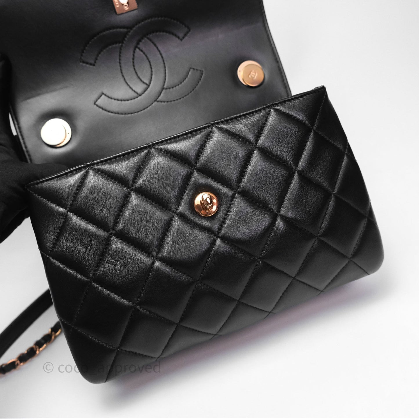 Chanel Trendy CC Small Black Lambskin Rose Gold Hardware