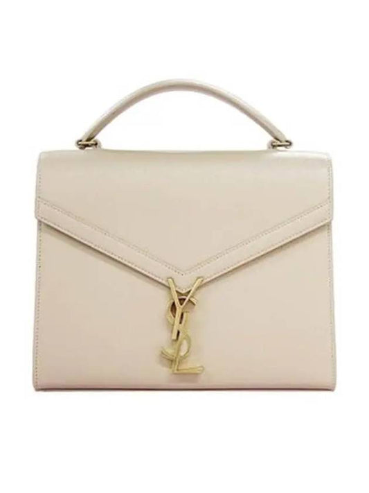 Luxury Saint Laurent Casandra Grain Leather Tote Bag Beige
