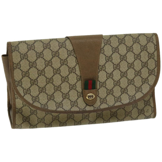 GUCCI GG Supreme Web Sherry Line Clutch Bag Beige Red Green 89 01 031  67007